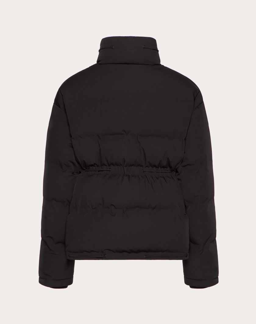 Valentino Handbags Piumino In Nylon Opaco Con Cappuccio E Patch Vlogo Signature Per Uomo In Nero | Valentino IT
