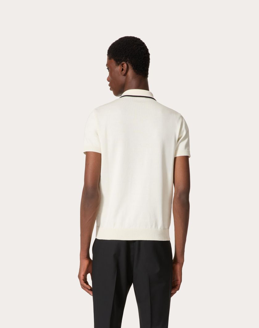 Valentino Handbags Polo In Cotone Con Ricamo Vlogo Signature Per Uomo In Avorio | Valentino IT