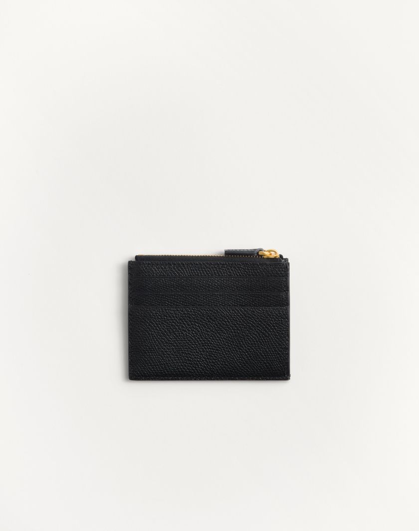 Valentino Handbags Portacarte Vlogo Signature In Vitello Granato Per Donna In Nero | Valentino IT