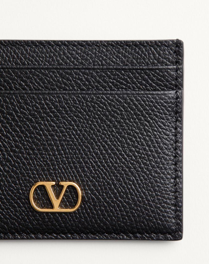 Valentino Handbags Portacarte Vlogo Signature In Vitello Granato Per Donna In Nero | Valentino IT