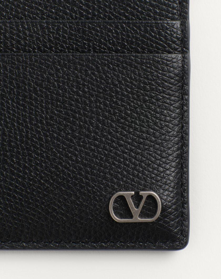 Valentino Handbags Portacarte Vlogo Signature In Vitello Granato Per Uomo In Selleria | Valentino IT