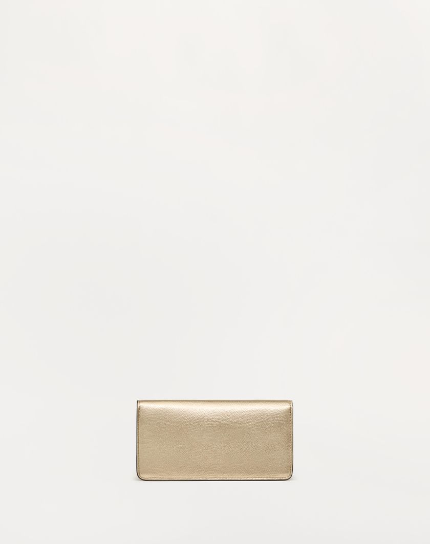 Valentino Handbags Portafoglio Con Catena Vlogo Signature In Vitello Granato Metallizzato Per Donna In Platino | Valentino IT