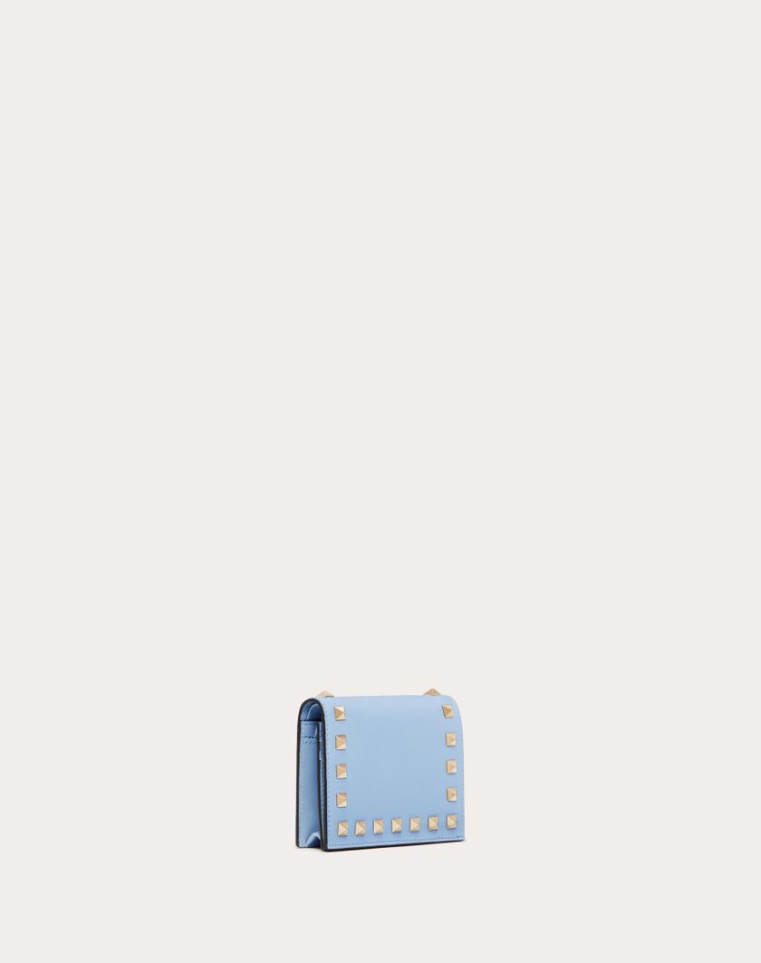 Valentino Handbags Portafoglio Piccolo Rockstud In Vitello Per Donna In Azzurro | Valentino IT