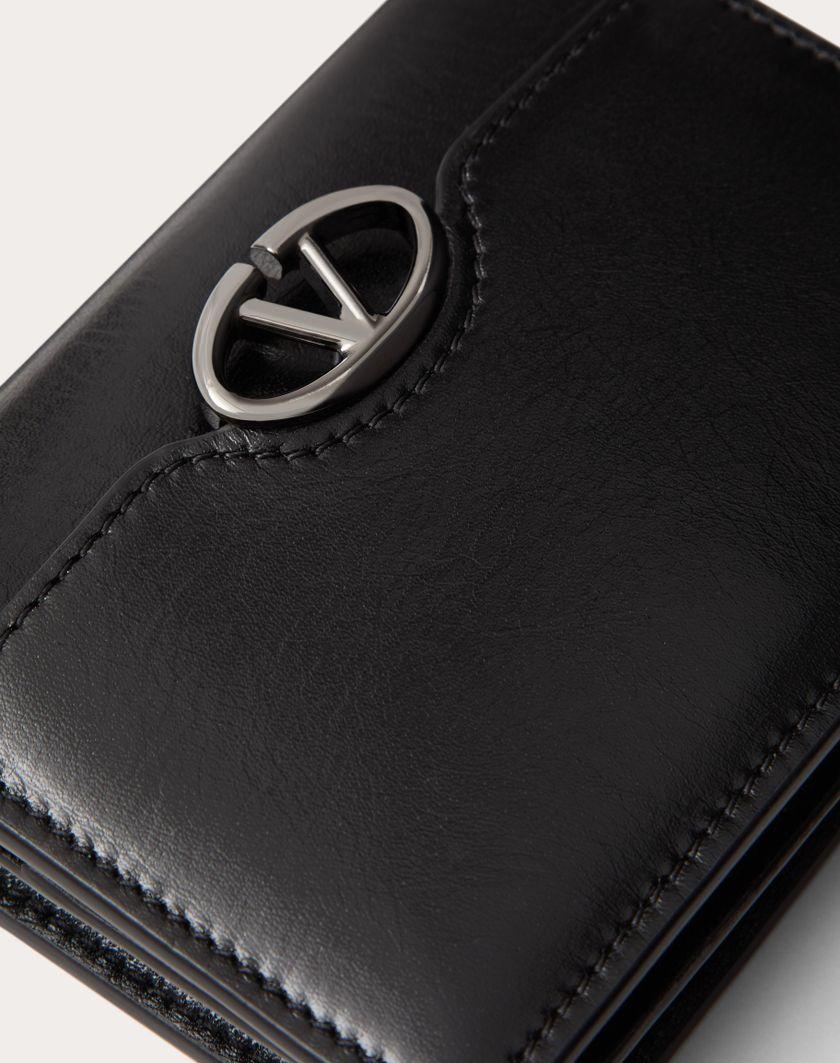 Valentino Handbags Portafoglio Piccolo Vlogo The Bold Edition In Vitello Lucido Per Donna In Nero | Valentino IT