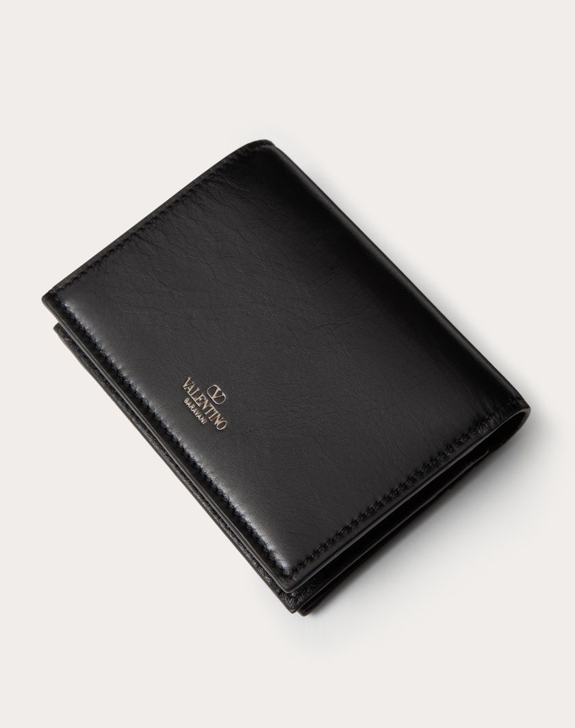 Valentino Handbags Portafoglio Piccolo Vlogo The Bold Edition In Vitello Lucido Per Donna In Nero | Valentino IT