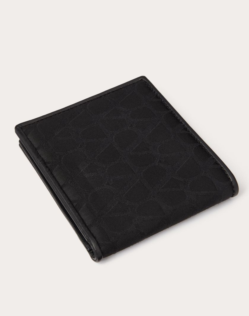 Valentino Handbags Portafoglio Toile Iconographe In Tessuto Tecnico Con Dettagli In Pelle Per Uomo In Nero | Valentino IT