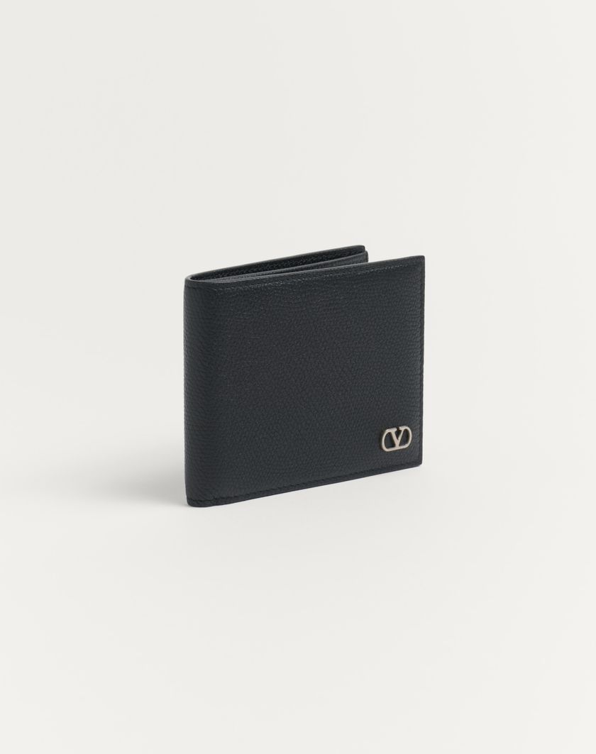 Valentino Handbags Portafoglio Vlogo Signature In Vitello Granato Per Uomo In Nero | Valentino IT