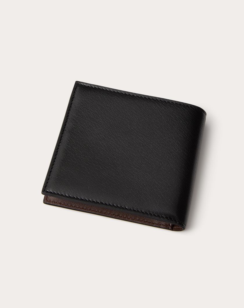 Valentino Handbags Portafoglio Vlogo The Bold Edition In Capra Per Uomo In Nero/cacao | Valentino IT