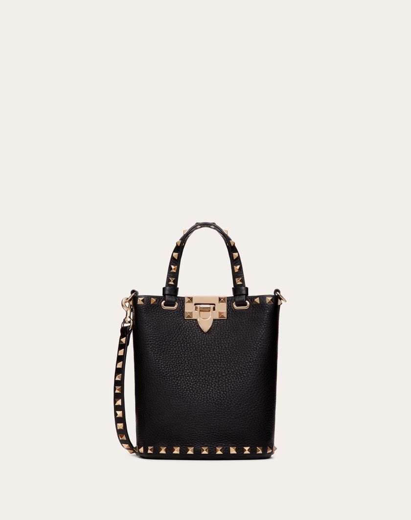 Valentino Handbags Pouch Con Tracolla Rockstud In Vitello Granato per Donna in Nero | Valentino IT