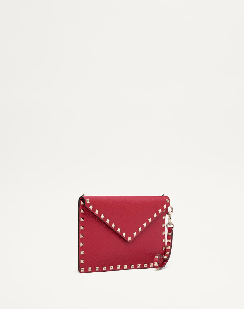 Valentino Handbags Pouch Rockstud In Vitello Granato Per Donna In Rosso V. | Valentino IT