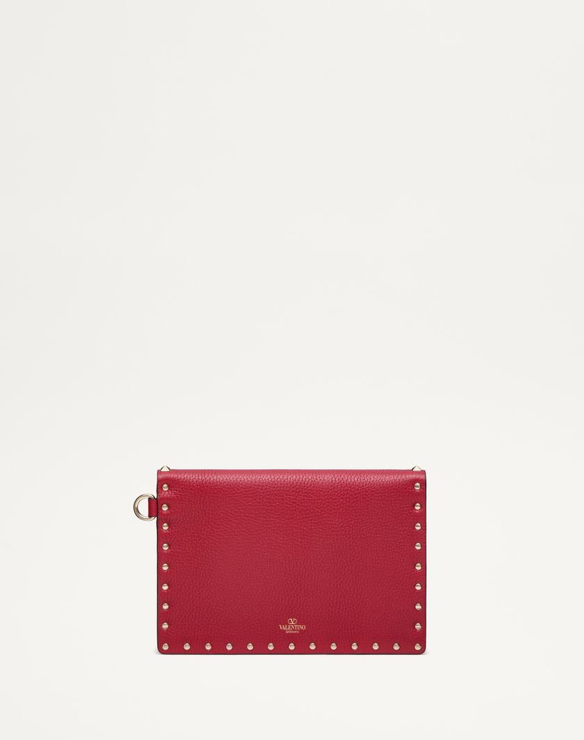 Valentino Handbags Pouch Rockstud In Vitello Granato Per Donna In Rosso V. | Valentino IT