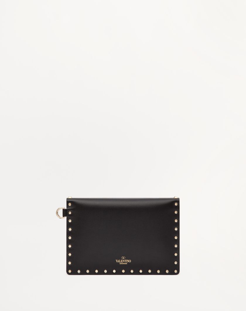 Valentino Handbags Pouch Rockstud In Vitello Per Donna In Nero | Valentino IT
