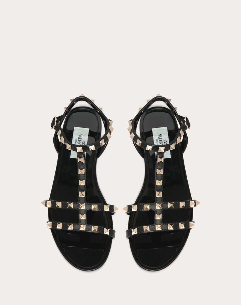 Valentino Handbags Sandalo Basso Rockstud In Gomma Per Donna In Poudre | Valentino IT