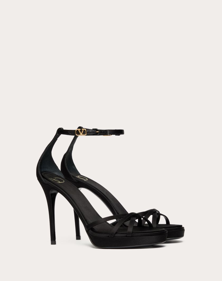 Valentino Handbags Sandalo Con Plateau Valentino Garavani Eveninglam In Raso 120mm Per Donna In Nero | Valentino IT