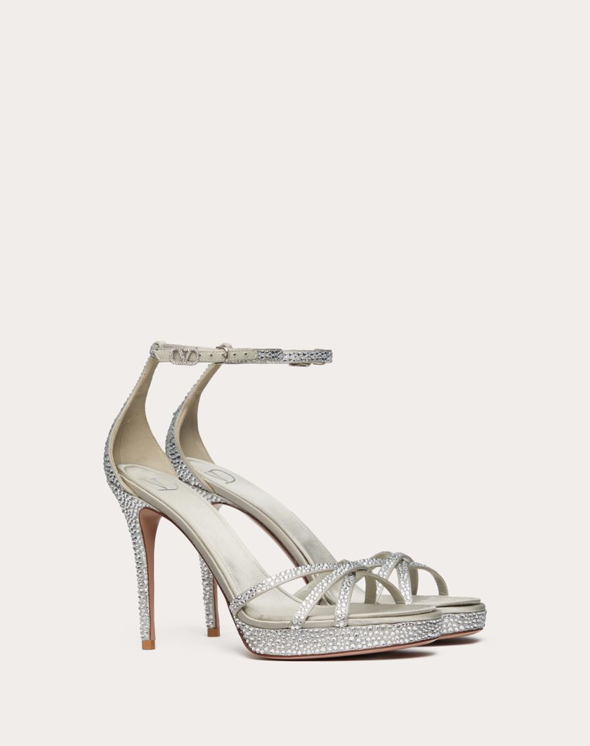 Valentino Handbags Sandalo Con Plateau Valentino Garavani Eveninglam Con Cristalli 120mm Per Donna In Crystal/grigio | Valentino IT