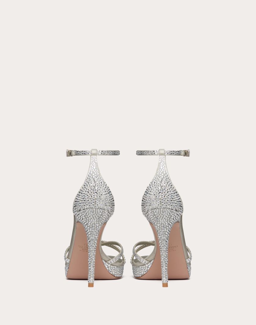 Valentino Handbags Sandalo Con Plateau Valentino Garavani Eveninglam Con Cristalli 120mm Per Donna In Crystal/grigio | Valentino IT