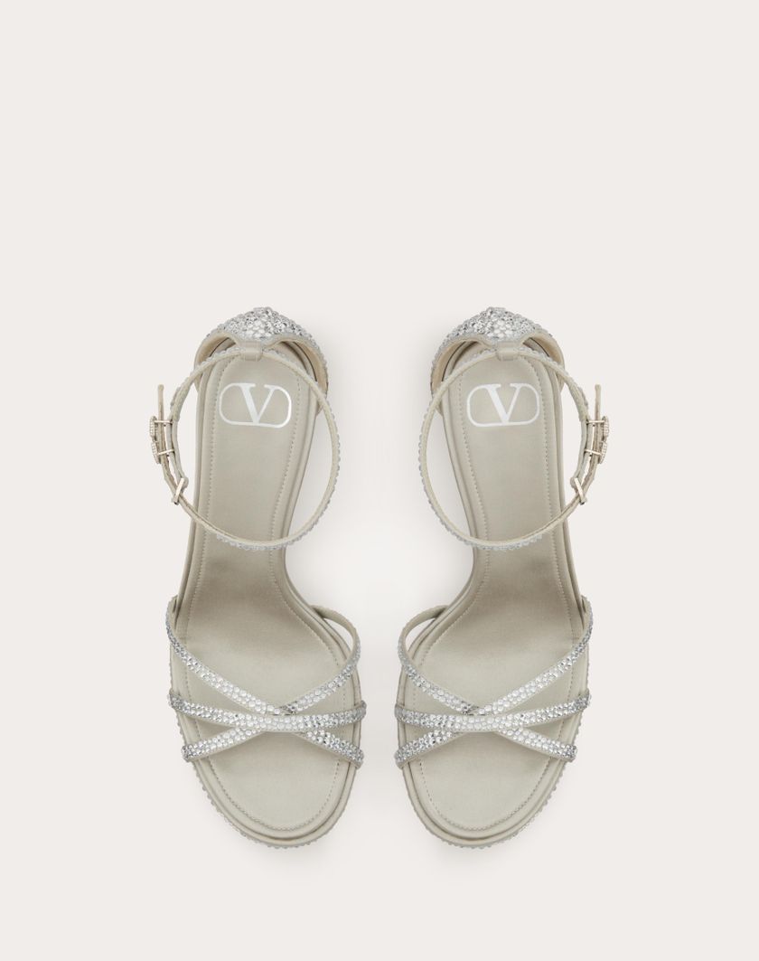 Valentino Handbags Sandalo Con Plateau Valentino Garavani Eveninglam Con Cristalli 120mm Per Donna In Crystal/grigio | Valentino IT