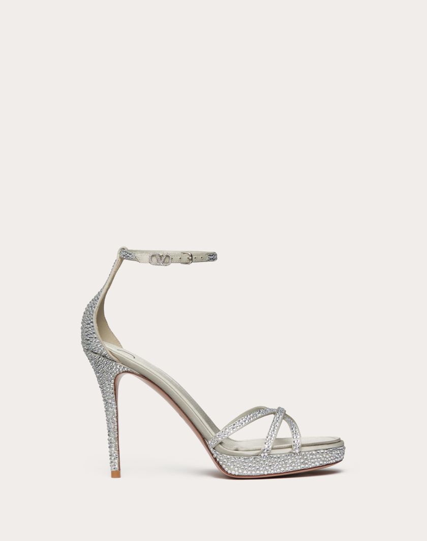Valentino Handbags Sandalo Con Plateau Valentino Garavani Eveninglam Con Cristalli 120mm per Donna in Crystal/grigio | Valentino IT