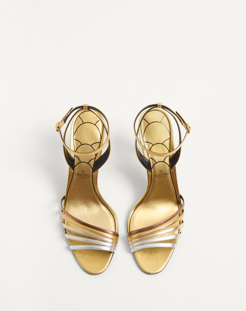 Valentino Handbags Sandalo Ladycrush In Nappa Laminata Con Cristalli 85mm Per Donna In Multicolor | Valentino IT