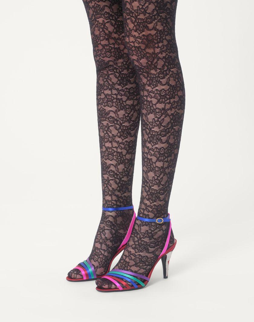 Valentino Handbags Sandalo Ladycrush In Raso Con Cristalli 85mm Per Donna In Multicolor | Valentino IT