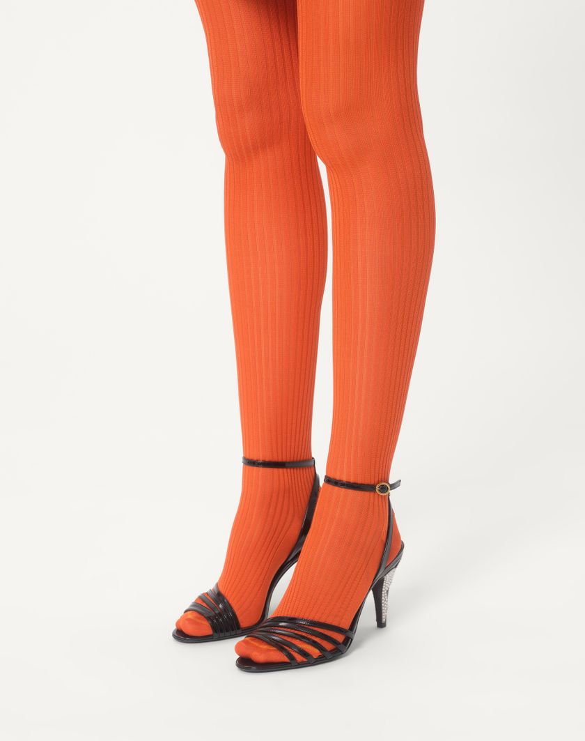 Valentino Handbags Sandalo Ladycrush In Vernice Con Cristalli 85mm Per Donna In Nero/silver | Valentino IT