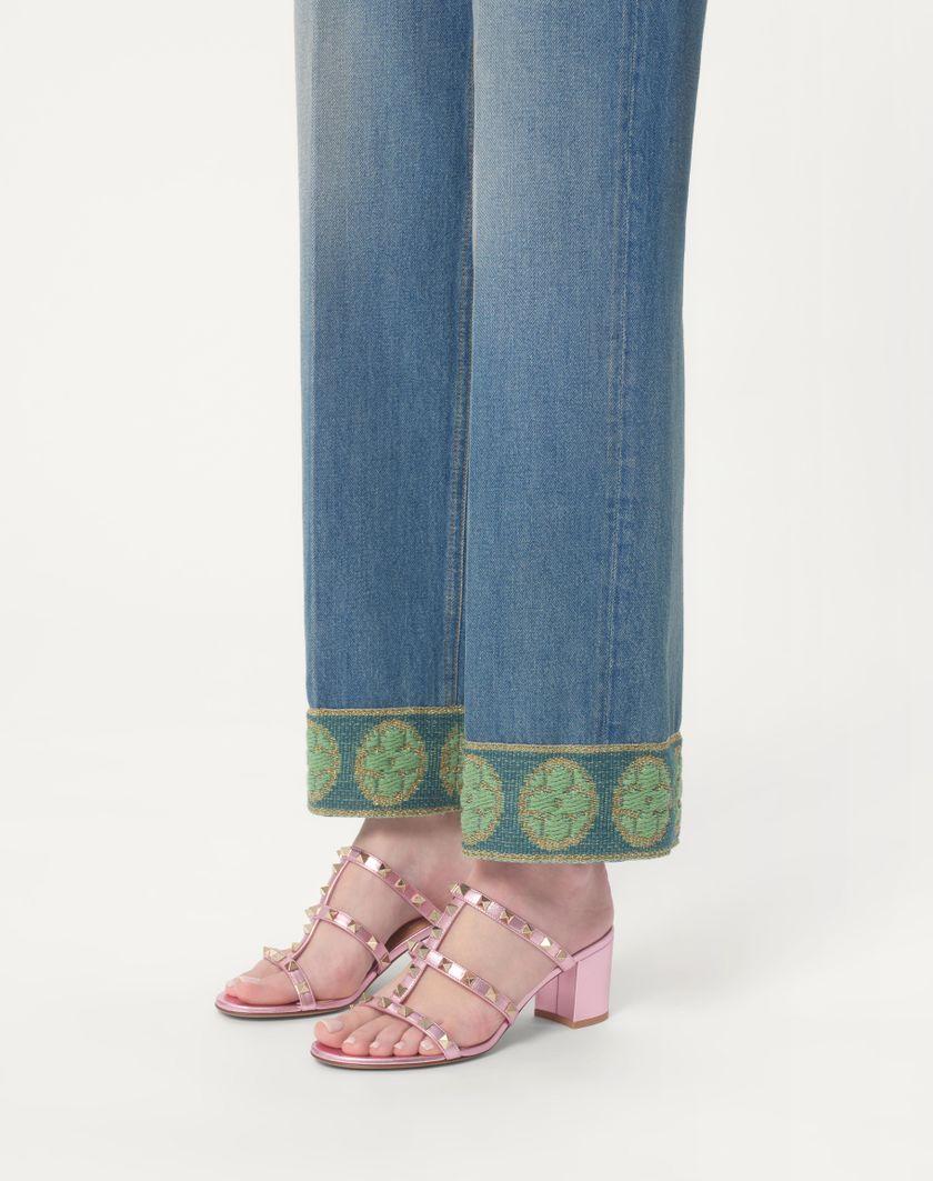 Valentino Handbags Sandalo Slide Rockstud In Nappa Laminata 60mm Per Donna In Giacinto | Valentino IT