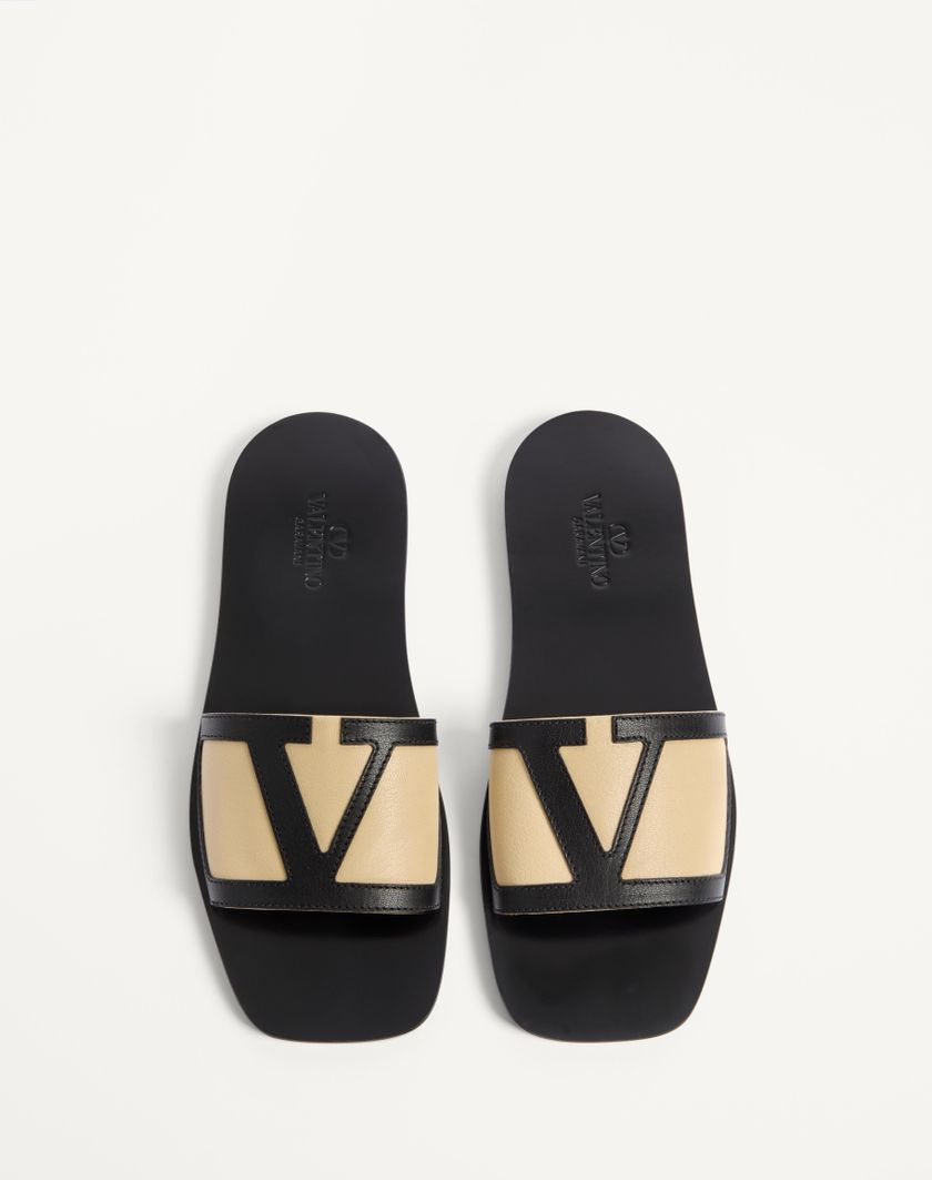 Valentino Handbags Sandalo Slide Viva Superstar In Nappa Per Uomo In Nero/roasted Pecan | Valentino IT