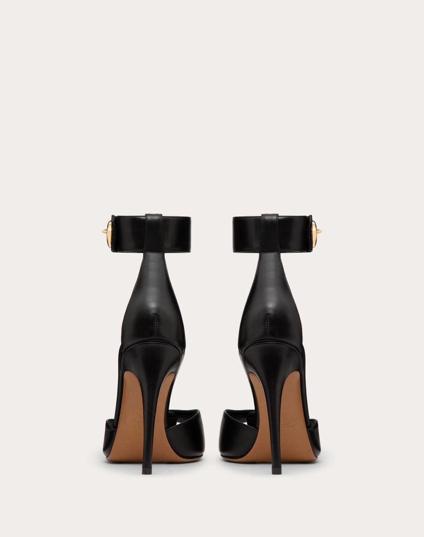 Valentino Handbags Sandalo Vlogo Locker In Vitello 105mm Per Donna In Nero | Valentino IT