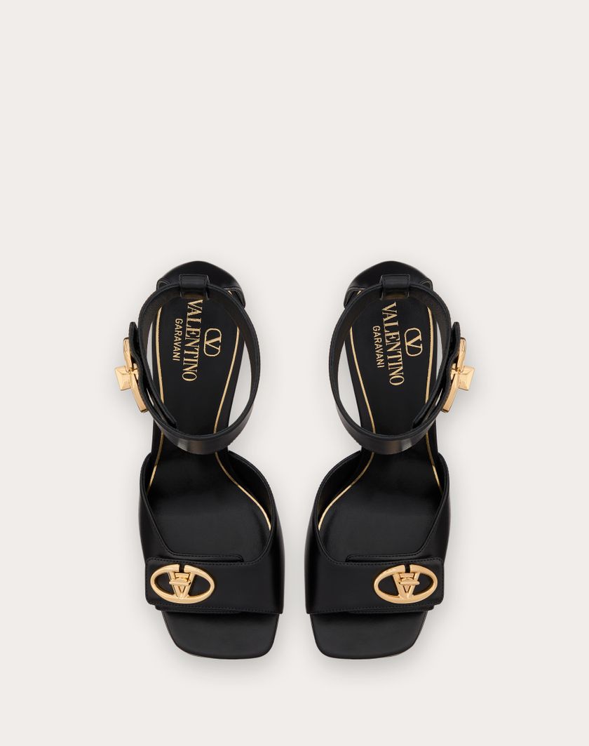 Valentino Handbags Sandalo Vlogo Locker In Vitello 105mm Per Donna In Nero | Valentino IT