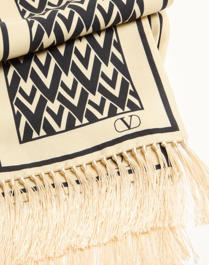 Valentino Handbags Scarf Bandeaux Toute La V In Seta Per Donna In Avorio/nero | Valentino IT