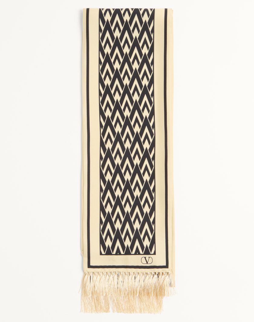 Valentino Handbags Scarf Bandeaux Toute La V In Seta Per Donna In Avorio/nero | Valentino IT