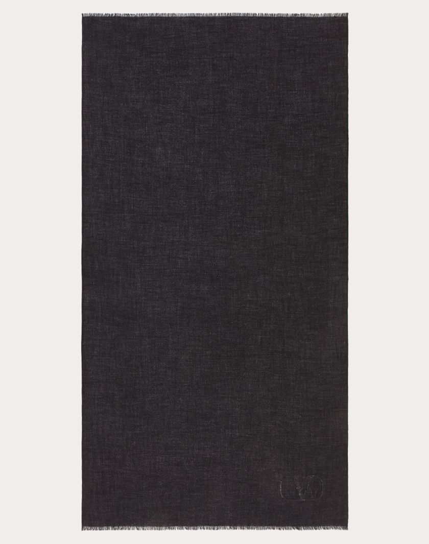 Valentino Handbags Scialle Vlogo Signature In Cashmere E Seta Con Logo In Lurex Per Donna In Nero | Valentino IT