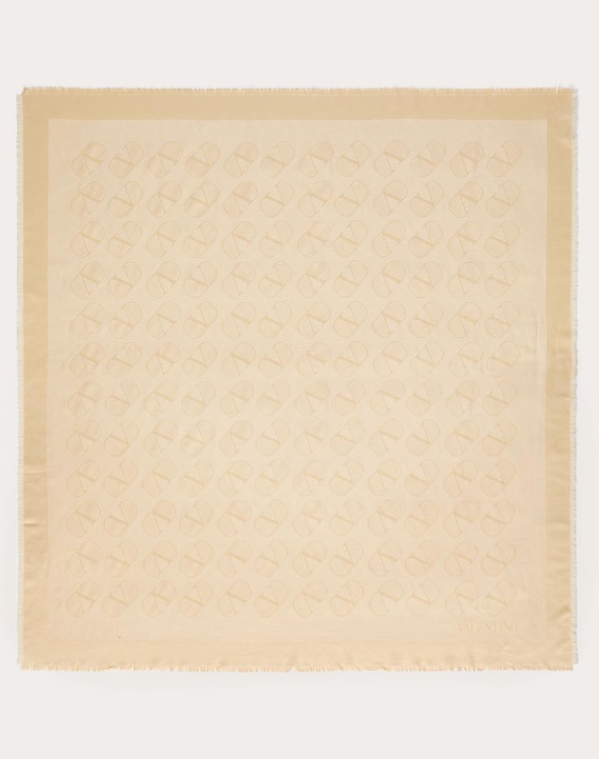 Valentino Handbags Scialle Vlogo Signature In Seta Lana E Lurex per Donna in Beige/oro | Valentino IT