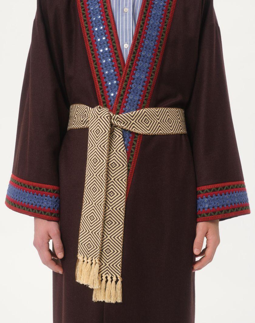 Valentino Handbags Sciarpa Antibes In Cotone Con Frange Per Uomo In Avorio/marrone | Valentino IT