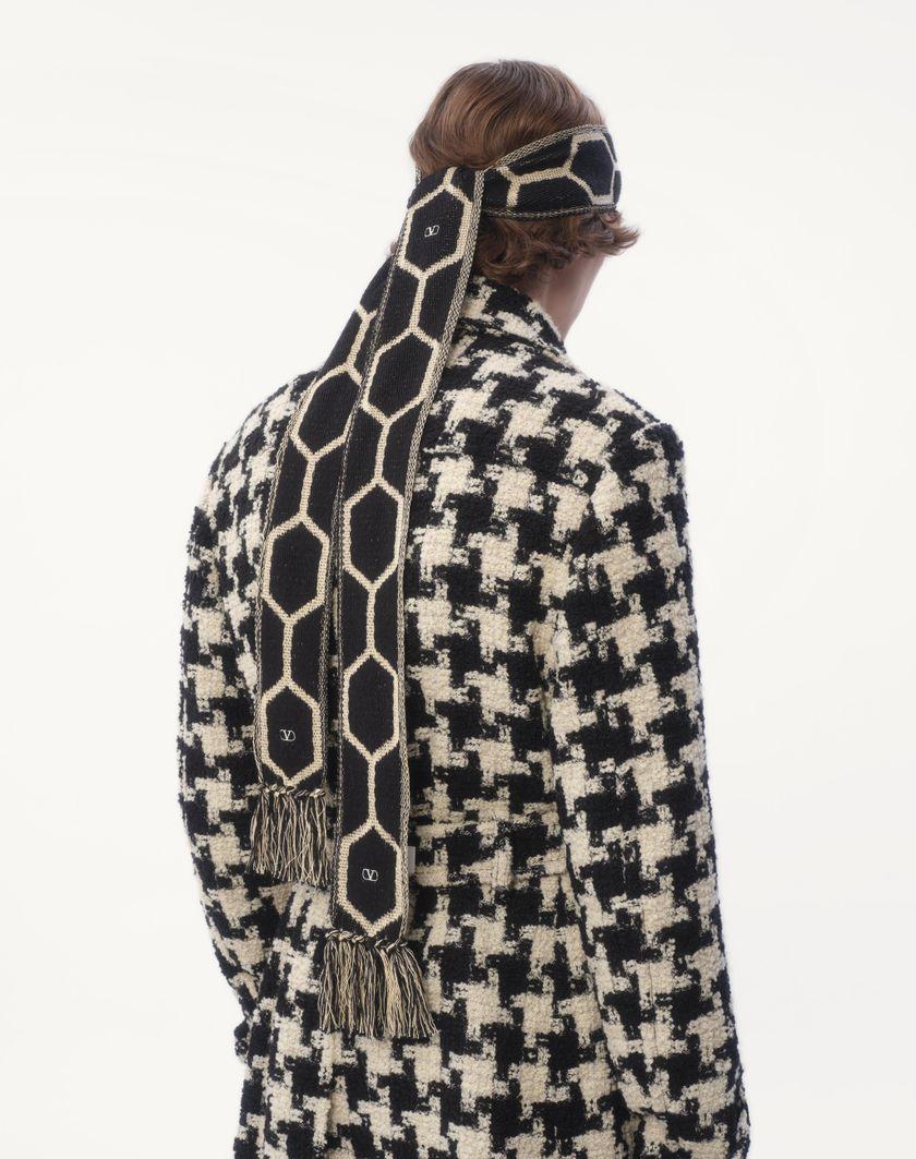 Valentino Handbags Sciarpa Antibes In Cotone Con Frange Per Uomo In Nero/beige | Valentino IT