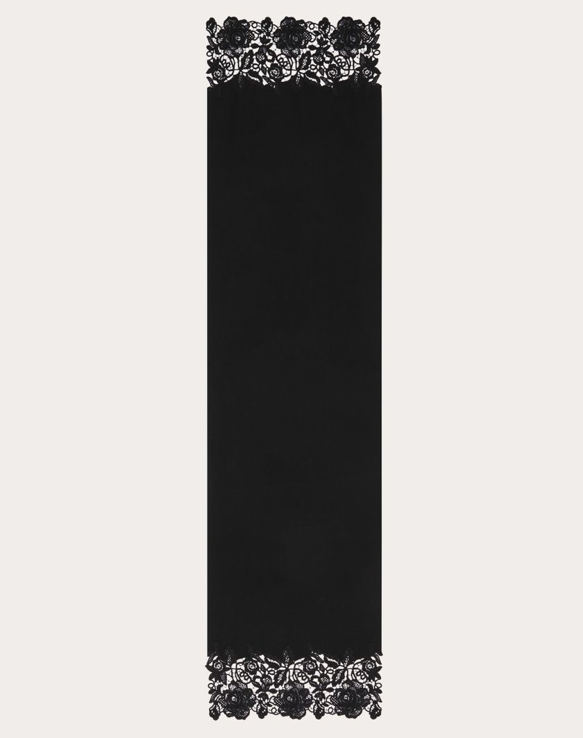 Valentino Handbags Sciarpa Lace In Lana E Cachemire Con Dettaglio In Pizzo Macrame' Per Donna In Nero | Valentino IT