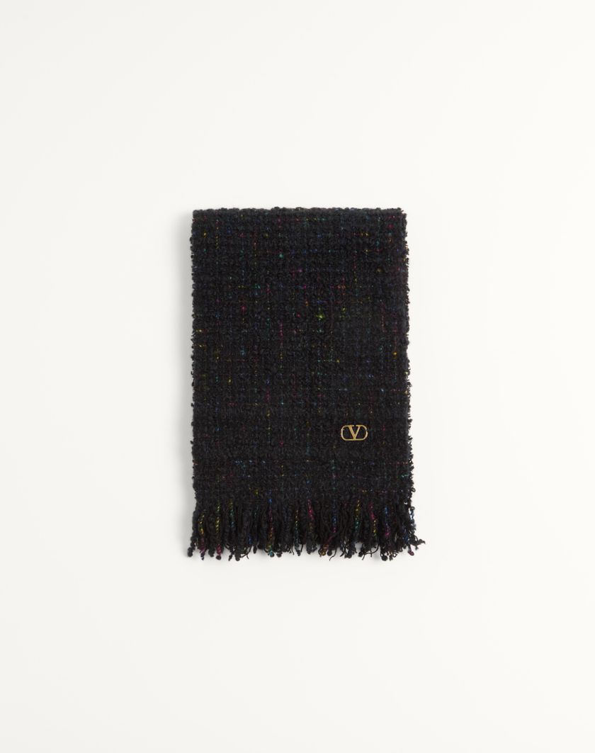 Valentino Handbags Sciarpa Vlogo Signature In Lana E Cachemire Per Donna In Avorio/oro | Valentino IT