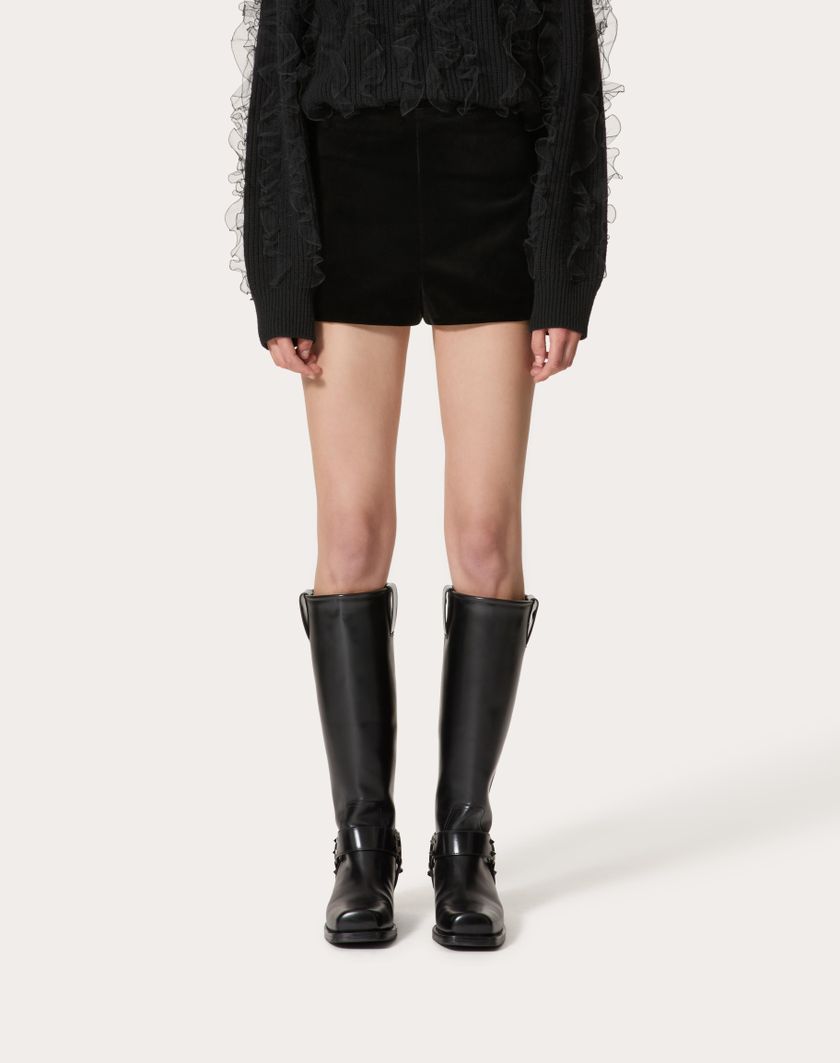 Valentino Handbags Short In Velluto Per Donna In Nero | Valentino IT
