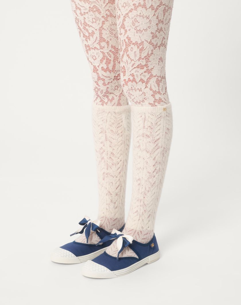 Valentino Handbags Sneaker Ballerina Bay By Bay In Canvas Per Donna In Blu/avorio | Valentino IT