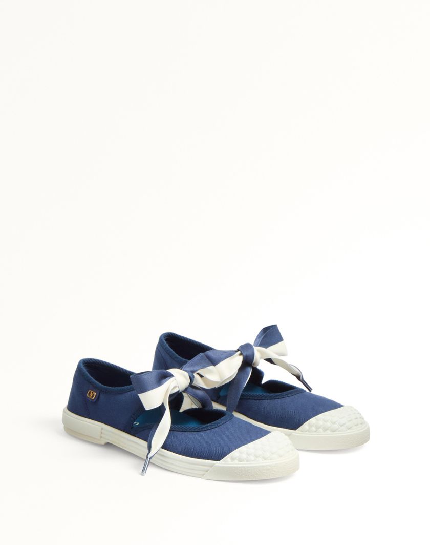 Valentino Handbags Sneaker Ballerina Bay By Bay In Canvas Per Donna In Blu/avorio | Valentino IT
