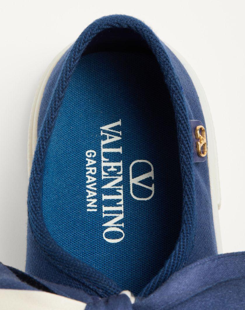 Valentino Handbags Sneaker Ballerina Bay By Bay In Canvas Per Donna In Blu/avorio | Valentino IT