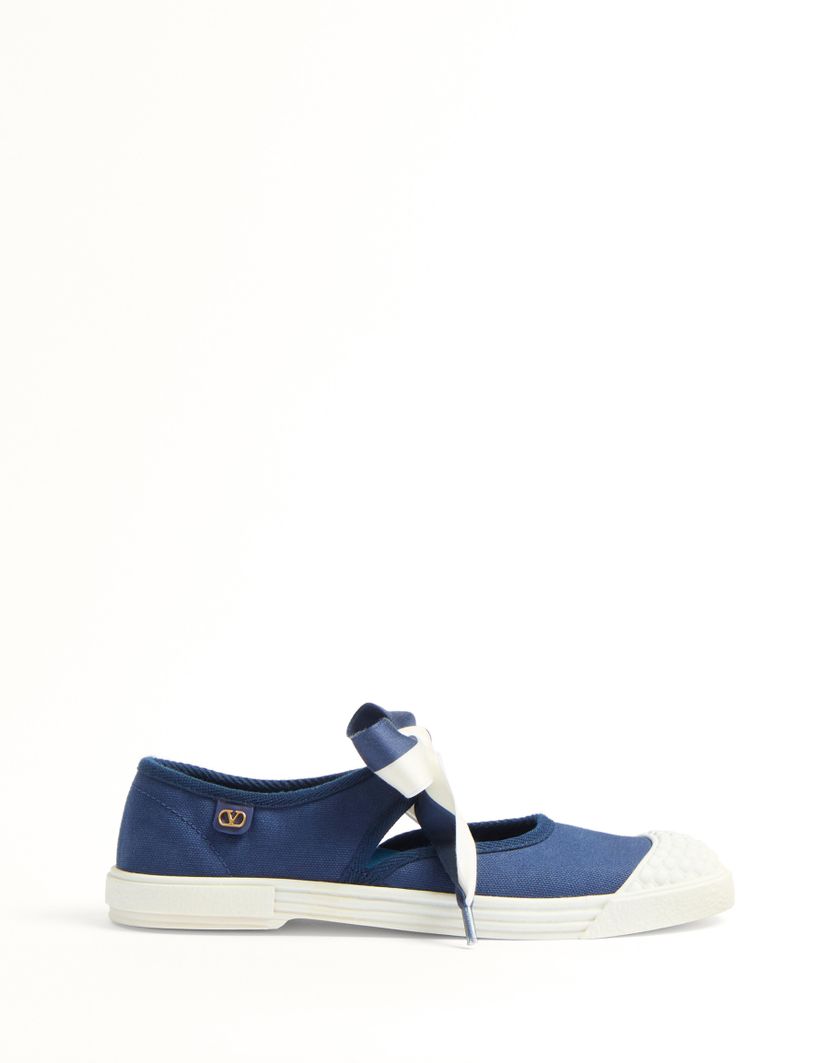 Valentino Handbags Sneaker Ballerina Bay By Bay In Canvas per Donna in Blu/avorio | Valentino IT