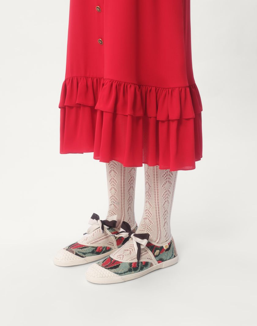 Valentino Handbags Sneaker Ballerina Bay By Bay In Tessuto Jacquard Con Ricamo Floreale Per Donna In Multicolor | Valentino IT