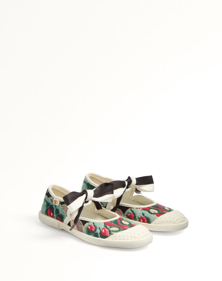 Valentino Handbags Sneaker Ballerina Bay By Bay In Tessuto Jacquard Con Ricamo Floreale Per Donna In Multicolor | Valentino IT