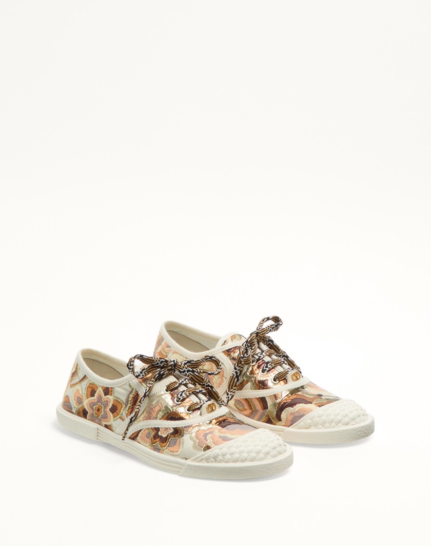 Valentino Handbags Sneaker Bay By Bay In Tessuto Jacquard Apres L'hiver Per Donna In Avorio | Valentino IT