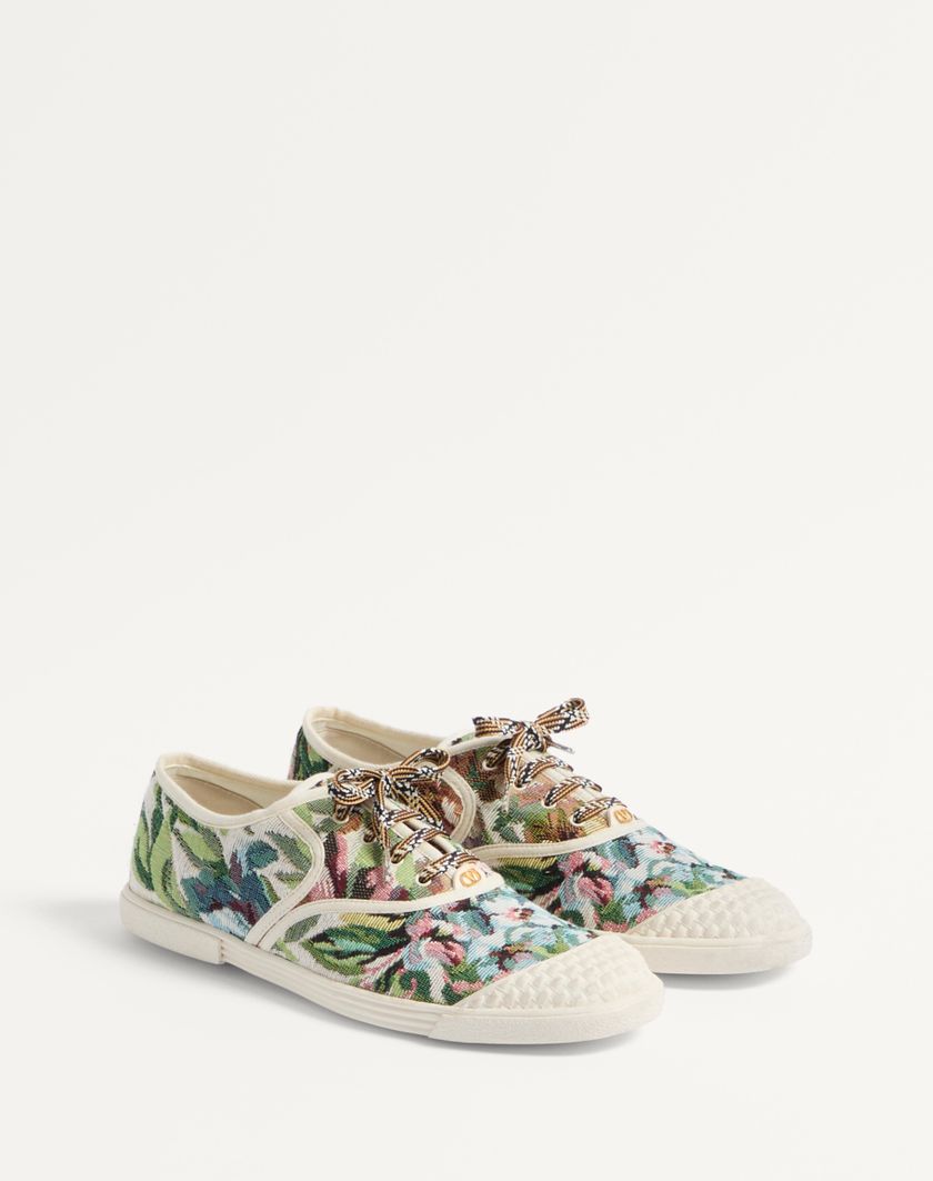 Valentino Handbags Sneaker Bay By Bay In Tessuto Voyage Imaginaire Per Uomo In Multicolor/avorio | Valentino IT