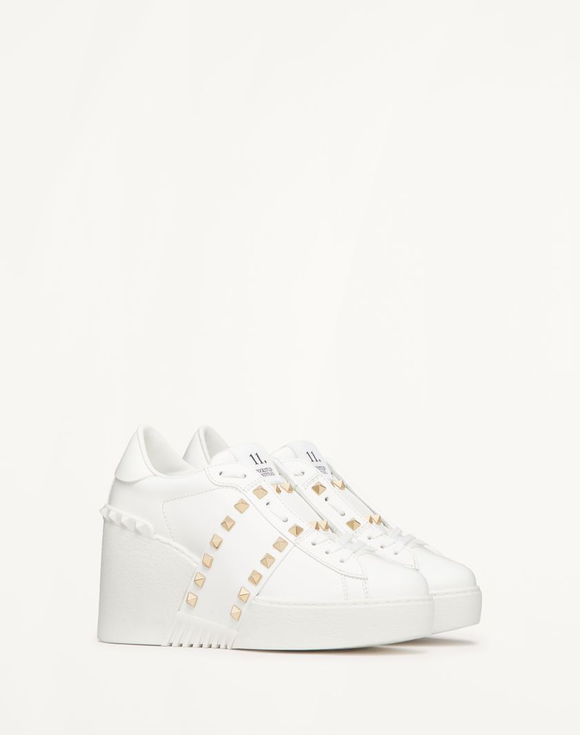 Valentino Handbags Sneaker Con Zeppa Open Disco In Vitello 85mm Per Donna In Bianco | Valentino IT