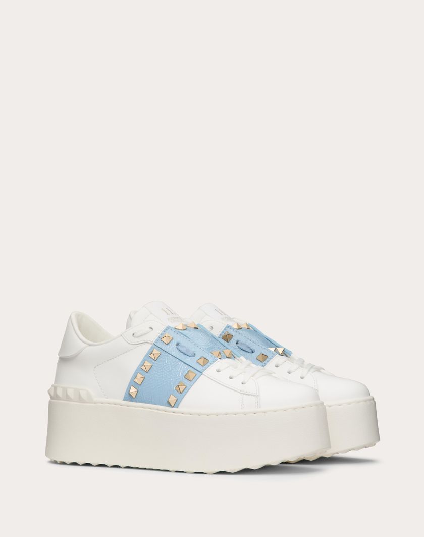 Valentino Handbags Sneaker Flatform Rockstud Untitled In Vitello Con Banda In Naplack Per Donna In Bianco | Valentino IT