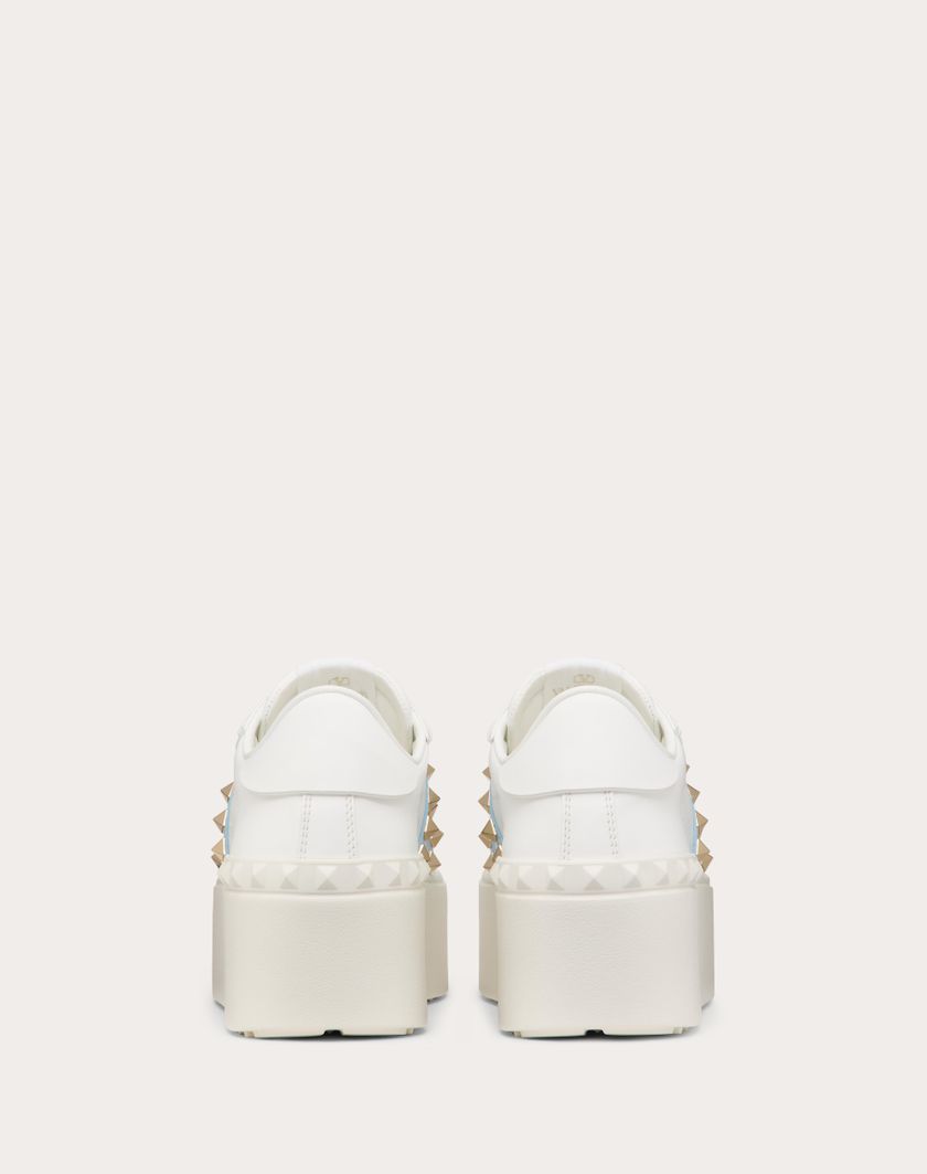 Valentino Handbags Sneaker Flatform Rockstud Untitled In Vitello Con Banda In Naplack Per Donna In Bianco | Valentino IT