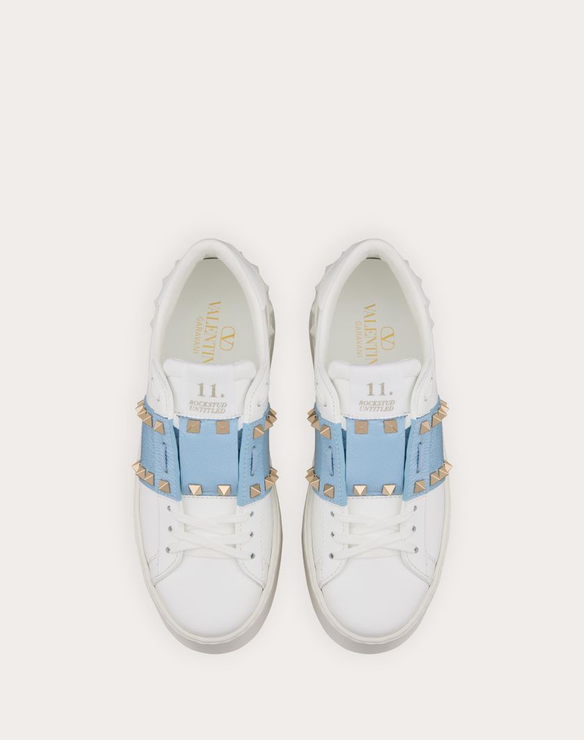 Valentino Handbags Sneaker Flatform Rockstud Untitled In Vitello Con Banda In Naplack Per Donna In Bianco | Valentino IT
